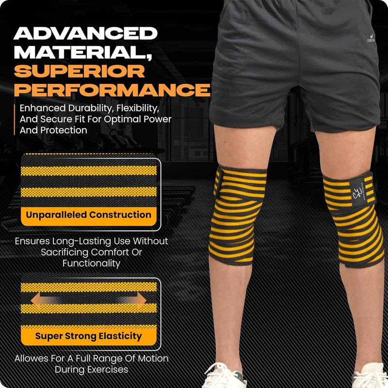 Special Essentials Store Knee Wraps for Weightlifting with Strap (2 Pack) - 72 Inches Flexible Support for Men & Women, for Powerlifting, Squats, Leg Press, and Cross Training - Image 4